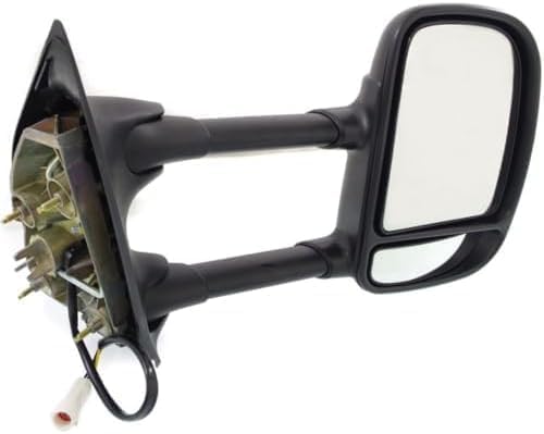 Set of 2 Front Power Towing Mirror Manual Folding Non-Heated Textured Right Passenger & Left Driver Side Direct Replacement Compatible With 1999-2007 Ford F-Series Super Duty