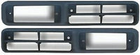 Front Bumper Brackets + Fog Light Molding Bezels Primed Left Driver & Right Passenger Side Direct Replacement Compatible With 1995-1997 Nissan Pickup