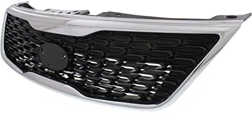 Front Grille Primed Shell And Insert Plastic With Chrome Molding Direct Replacement Compatible With 2014-2015 Kia Sorento KI1200155 863501U500