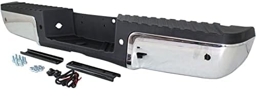 Step Bumper Assembly Chrome Steel With Rear Object Sensor Holes Direct Replacement Compatible With 2008-2016 Ford F-Series Super Duty FO1103150 9C3Z17906D-PFM