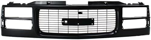 Front Grille Primed Shell And Cross Bar Insert Direct Replacement Compatible With 1994-2000 GMC C/K Series Pickup / 1994-1999 Suburban GM1200357 12375422