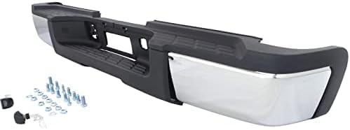 Step Bumper Assembly Chrome Steel Without Rear Object Sensor Holes Direct Replacement Compatible With 2007-2010 Chevrolet Silverado/GMC Sierra 3500HD GM1103153