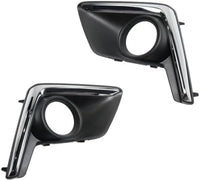 Set Of 2 Front Fog Light Molding Textured With Chrome Trim Left Driver & Right Passenger Side Direct Replacement Compatible With 2016-2017 Subaru Crosstrek SU1039112 SU1038112