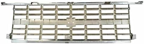 Front Grille Chrome Shell And Argent Insert Direct Replacement Compatible With 1989-1991 Chevrolet Suburban GM1200169 15628796