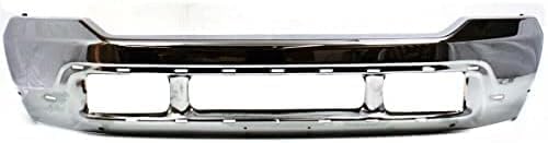 Front Bumper Chrome Steel With Holes For Lower Cover + Upper Valance Textured Direct Replacement Compatible With 1999-2004 Ford F-Series Super Duty/Excursion FO1002375 FO1095176