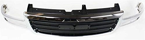 Front Grille Chrome Shell & Primed Insert Direct Replacement Compatible With 2003-2006 GMC Sierra 1500/2003-2004 2500 GM1200475 19130791