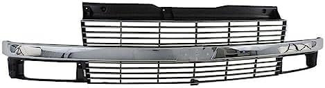 Front Grille Chrome & Silver With Composite Headlight Direct Replacement Compatible With 1996-2005 Chevrolet Astro GM1200371 19130758