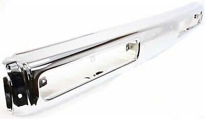 Front Bumper + End Caps Chrome Steel + Fog Lamp Moldings Bezel Primed Right Passenger & Left Driver Side Direct Replacement Compatible With 1993-1996 Nissan Pickup NI1002101 NI1005134