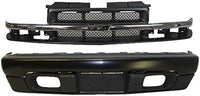 Front Grille + Bumper Primed Steel + Lower Valance Air Deflector Textured Direct Replacement Compatible With 1998-2004 Chevrolet S10 GM1002367 GM1200419 GM1092164 15007660 15048519