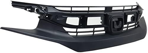 Front Bumper Grille Textured Shell And Insert Plastic Direct Replacement Compatible With 2016-2018 Honda Civic HO1200231 71121TBAA01