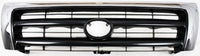 Front Grille Chrome Shell/Painted Dark Argent Insert + Headlight Fillers Left Driver & Right Passenger Side Direct Replacement Compatible With 1998-2000 Toyota Tacoma TO1200213