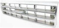 Front Grille Assembly Painted Silver Shell And Insert Direct Replacement Compatible With 1989-1991 Ford F-Series FO1200142 E9TZ8200C