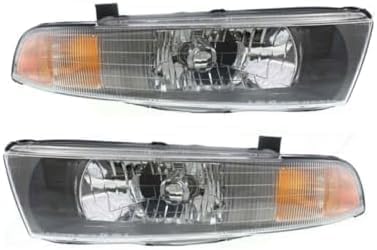 Set Of 2 Front Head Light Assembly Plastic Left Driver & Right Passenger Side Direct Replacement Compatible With 2002-2003 Mitsubishi Galant MI2502122 MI2503122 MR972843 MR972844