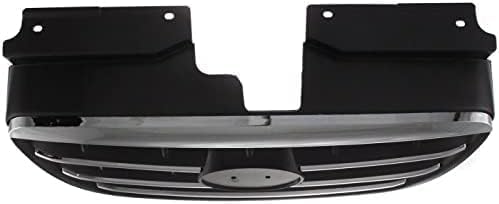 Front Grille Primed Shell With Chrome Insert Molding Plastic Direct Replacement Compatible With 2007-2010 Hyundai Elantra HY1200145 863502H000