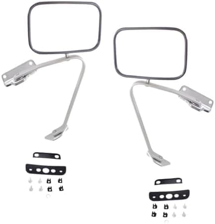 Set of 2 Front Mirror Manual Folding Non-Heated Polished Right Passenger & Left Driver Side Direct Replacement Compatible With 1987-1991 Ford F-Series FO1320102 FO1321102