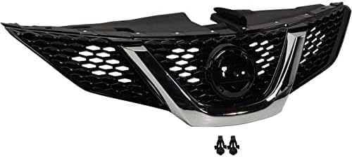 Front Grille Primed With Chrome Molding Plastic Direct Replacement Compatible With 2017 Nissan Rogue Sport NI1200288 623106MG0A
