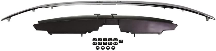 Front Grille Painted Black Shell And Insert With Chrome Center Bar Direct Replacement Compatible With 2002-2009 Chevrolet Trailblazer GM1200477 10358128