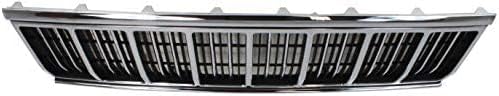 Front Grille Chrome Shell & Primed Insert Plastic Direct Replacement Compatible With 1991-1996 Jeep Cherokee CH1200196 55034046AB