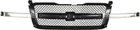 Bumper Chrome Steel + Grille Primed + Upper Cover + Lower Valance Textured with Fog Lights Holes Direct Replacement For Chevrolet Silverado 1500 / Avalanche 2003-2006