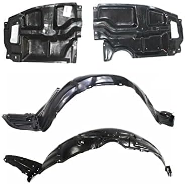 Front Fender Liners + Engine Splash Shields Under Cover Plastic Left Driver & Right Passenger Side Direct Replacement Compatible With 2005-2010 Scion tC SC1248105 SC1249104