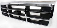 Front Grille Chrome Shell With Plastic Insert Direct Replacement Compatible With 1992-1997 Ford F-Series FO1200173 F4TZ8200A