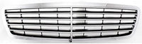 Front Grille Assembly Chrome Shell With Prime Insert Plastic Direct Replacement Compatible With 2000-2002 Mercedes Benz E-Class MB1200116 21088006839040