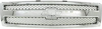 Front Grille Chrome Shell And Mesh Insert Direct Replacement Compatible With 2007-2013 Chevrolet Silverado 1500 GM1200655 22849840