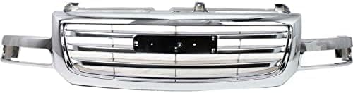 Front Grille Chrome Shell & Insert Direct Replacement Compatible With 2003-2006 GMC Sierra 1500/2003-2004 2500 19130791-PFM