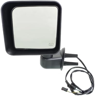 Front Power Mirror Manual Folding Heated Textured Plastic Left Driver Side Direct Replacement Compatible With 2015-2018 Jeep Wrangler CH1320390 68249847AD 68249847AC