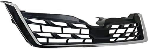 Front Grille Textured Shell And Insert With Chrome Molding Direct Replacement Compatible With 2017-2018 Subaru Forester SU1200169 91121SG280