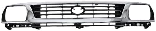 Front Grille Assembly Chrome Shell With Primed Insert Plastic Direct Replacement Compatible With 1995-1996 Toyota Tacoma TO1200193 5310035300