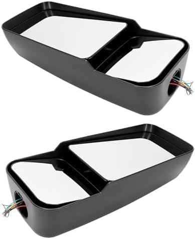 Set Of 2 Front Power Mirrors Manual Folding Heated Primed Right & Left Side Direct Replacement Compatible With 2003-2009 GMC C4500 Topkick/Chevrolet Kodiak GM1320687 GM1321687