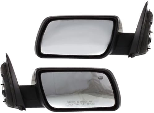 Set of 2 Front Power Mirror Manual Folding Heated Primed Right Passenger & Left Driver Side Direct Replacement Compatible With 2009-2012 Ford Flex FO1320359 FO1321359 8A8Z17683BA