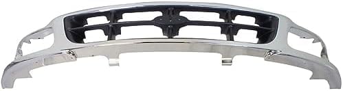 Front Grille Cross Bar Chrome Shell With Gray Insert Plastic Direct Replacement Compatible With 1997-1998 Ford F-150 / F-250 FO1200320 F85Z8200BAA