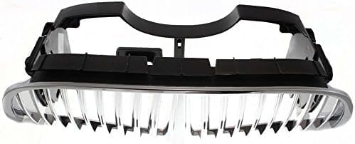 Front Grille Chrome Shell With Silver Insert Direct Replacement Compatible With 1998-2002 Lincoln Town Car FO1200349 XW1Z8200AA