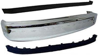 Front Bumper Chrome without Air Holes + Molding + Lower Valance Panel Textured Direct Replacement Compatible With Ford F-150 / Bronco 1992-1996 FO1002237 FO1057220 FO1095154