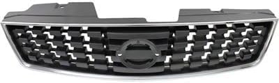 Front Grille Chrome Shell With Painted Dark Silver Black Insert Plastic Direct Replacement Compatible With 2008-2009 Nissan Sentra NI1200248 62070ZE90A