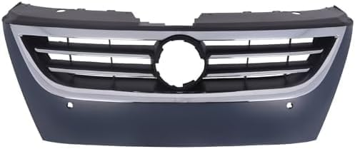 Front Grille Primed Shell And Insert With Chrome Molding Plastic Direct Replacement Compatible Wit 2009-2012 Volkswagen CC / 2009-2010 Passat CC VW1200145 3C8853651QGRU