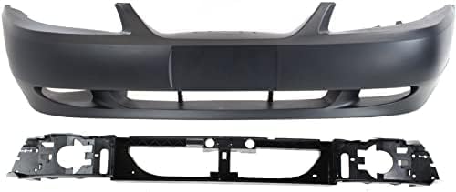 Front Bumper Cover Primed With Fog Light Holes + Header Panel Direct Replacement Compatible With 1999-2004 Ford Mustang FO1000439 FO1221119 YR3Z17D957GA 3R3Z8A284AA