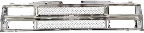 Front Grille Mash Chrome Shell & Insert Direct Replacement Compatible With 1994-2000 Chevrolet C/K Series/Tahoe 15981092-PFM