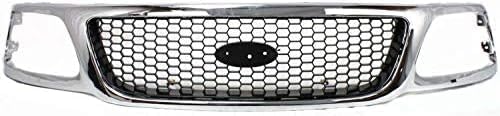 Front Grille Chrome Shall And Honeycomb Insert Direct Replacement Compatible With 1999-2003 Ford F-150/1999 F-250 FO1200404 3L3Z8200BB