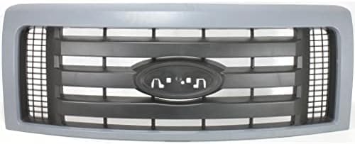 Front Grille Assembly Gray Shell With Textured Insert Plastic Direct Replacement Compatible With 2009-2014 Ford F-150 FO1200512 9L3Z8200BPTM