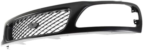 Front Grille Primed Shell And Mesh Insert Plastic Direct Replacement Compatible With 1997-1998 Ford F-150 / F-250 FO1200328 F65Z8200AAN F85Z8200CAA