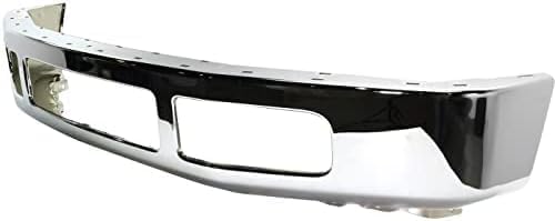 Front Bumper Face Bar Chrome Steel With Molding Pad Holes Direct Replacement Compatible With 2008-2010 Ford F-250/350 Super Duty FO1002406 8C3Z17757B