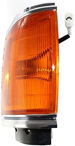Set Of 2 Front Corner Light Assembly With Chrome Trim Left Driver & Right Passenger Side Direct Replacement Compatible With 1987-1988 Toyota Pickup TO2521119 TO2520117