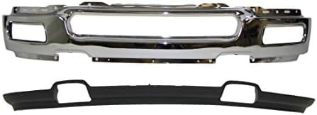 Front Bumper Face Bar Chrome + Lower Valance Primed With Fog Light Holes Direct Replacement Compatible With 2004-2005 Ford F-150 FO1002390 FO1095206 4L3Z17757BA 4L3Z17626BAB