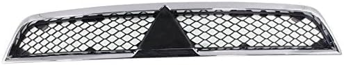 Front Grille Assembly Chrome Shell With Primed Insert Plastic Direct Replacement Compatible With 2008-2015 Mitsubishi Lancer MI1200255 7450A093