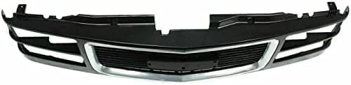 Front Grille Primed Shell And Cross Bar Insert With Chrome Opening Molding Direct Replacement Compatible With 1994-2000 GMC C/K-Series / 1994-1999 Suburban GM1200392 12388709