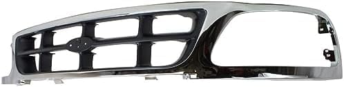 Front Grille Cross Bar Chrome Shell With Gray Insert Plastic Direct Replacement Compatible With 1997-1998 Ford F-150 / F-250 FO1200320 F85Z8200BAA
