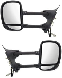 Set of 2 Front Power Towing Mirror Manual Folding Non-Heated Textured Right Passenger & Left Driver Side Direct Replacement Compatible With 1999-2007 Ford F-Series Super Duty